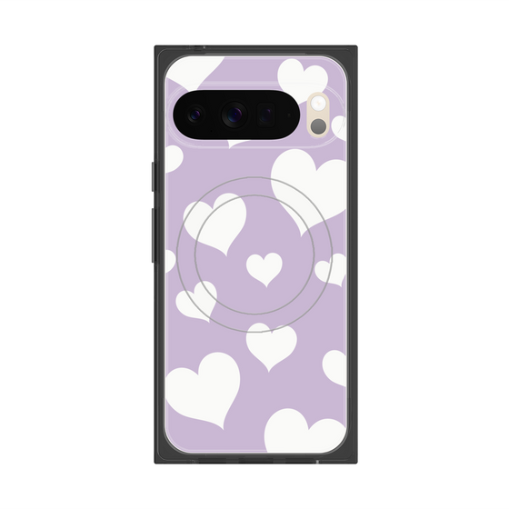 プレミアムスクエアケース with Pixelsnap［ Dot Hearts - Purple ］