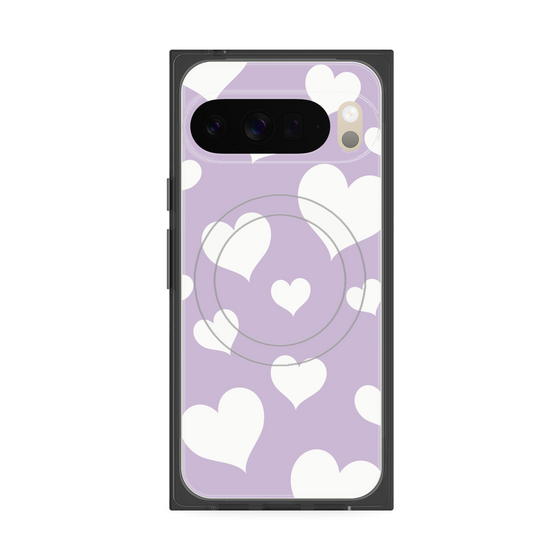プレミアムスクエアケース with Pixelsnap［ Dot Hearts - Purple ］