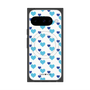 プレミアムスクエアケース with Pixelsnap［ Stripe Hearts - Blue ］