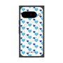 プレミアムスクエアケース with Pixelsnap［ Stripe Hearts - Blue ］