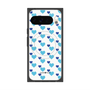 プレミアムスクエアケース with Pixelsnap［ Stripe Hearts - Blue ］