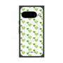 プレミアムスクエアケース with Pixelsnap［ Stripe Hearts - Green ］