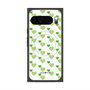 プレミアムスクエアケース with Pixelsnap［ Stripe Hearts - Green ］