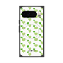 プレミアムスクエアケース with Pixelsnap［ Stripe Hearts - Green ］