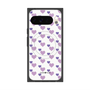 プレミアムスクエアケース with Pixelsnap［ Stripe Hearts - Purple ］
