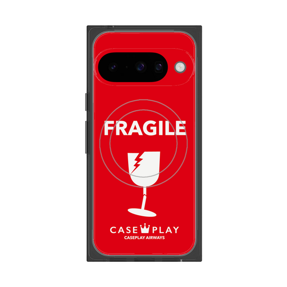 プレミアムスクエアケース with Pixelsnap［ FRAGILE - Red ］
