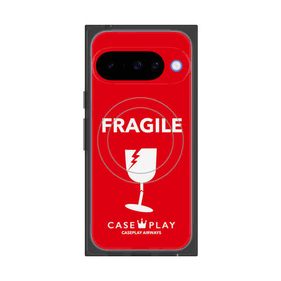 プレミアムスクエアケース with Pixelsnap［ FRAGILE - Red ］