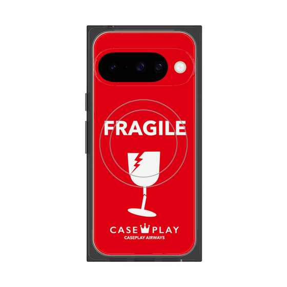 プレミアムスクエアケース with Pixelsnap［ FRAGILE - Red ］