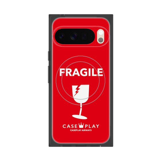 プレミアムスクエアケース with Pixelsnap［ FRAGILE - Red ］