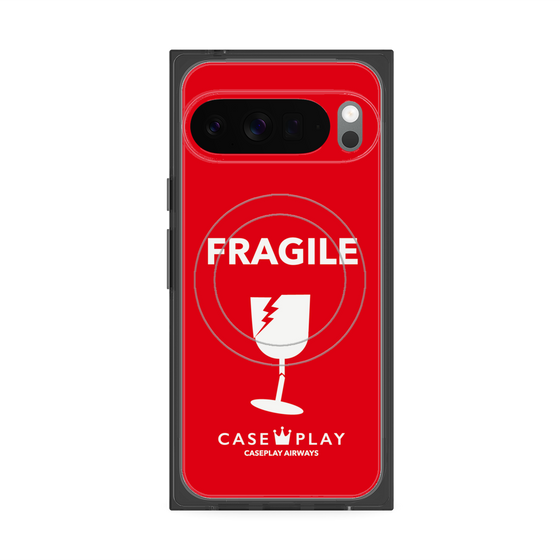 プレミアムスクエアケース with Pixelsnap［ FRAGILE - Red ］