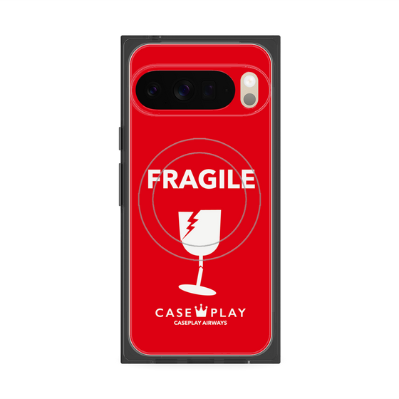 プレミアムスクエアケース with Pixelsnap［ FRAGILE - Red ］