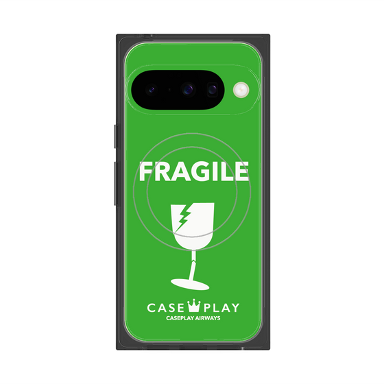 プレミアムスクエアケース with Pixelsnap［ FRAGILE - Green ］