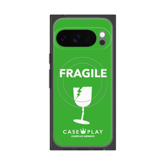 プレミアムスクエアケース with Pixelsnap［ FRAGILE - Green ］