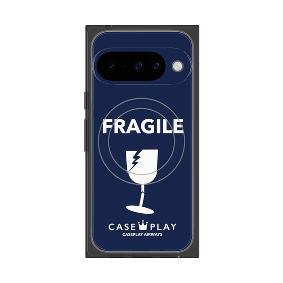 プレミアムスクエアケース with Pixelsnap［ FRAGILE - Navy ］