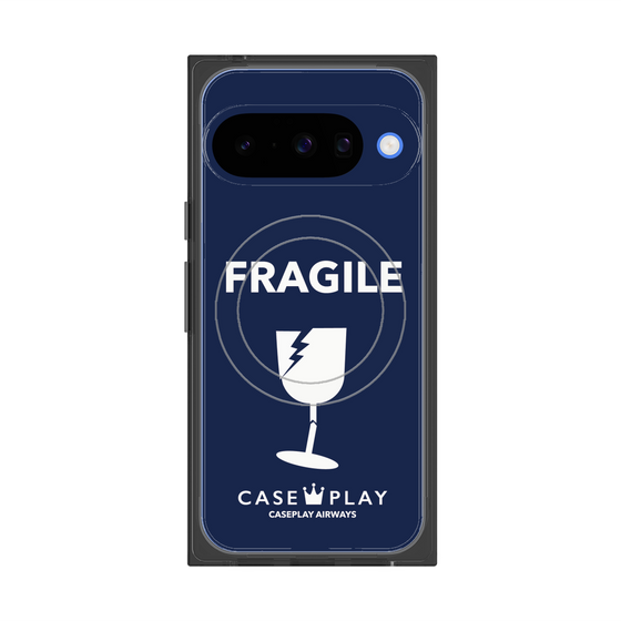 プレミアムスクエアケース with Pixelsnap［ FRAGILE - Navy ］