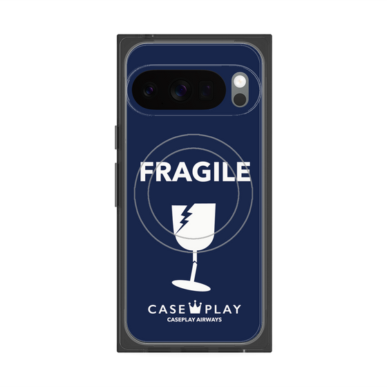 プレミアムスクエアケース with Pixelsnap［ FRAGILE - Navy ］