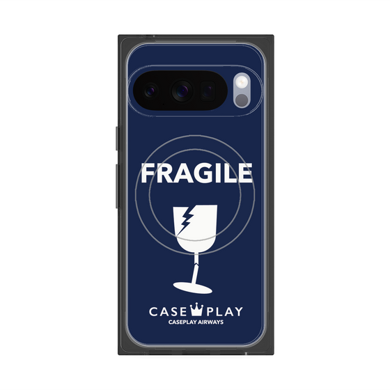 プレミアムスクエアケース with Pixelsnap［ FRAGILE - Navy ］