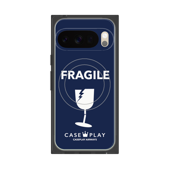 プレミアムスクエアケース with Pixelsnap［ FRAGILE - Navy ］