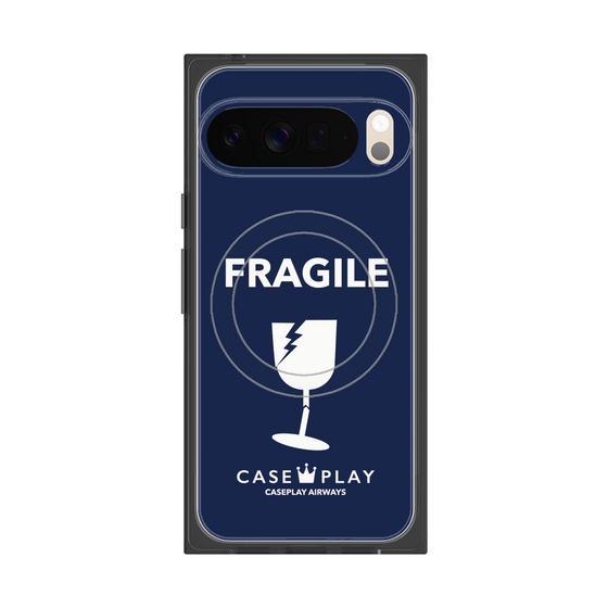 プレミアムスクエアケース with Pixelsnap［ FRAGILE - Navy ］