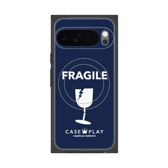 プレミアムスクエアケース with Pixelsnap［ FRAGILE - Navy ］