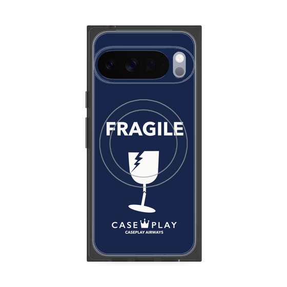 プレミアムスクエアケース with Pixelsnap［ FRAGILE - Navy ］