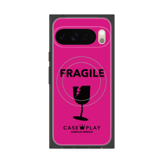 プレミアムスクエアケース with Pixelsnap［ FRAGILE - Pink ］