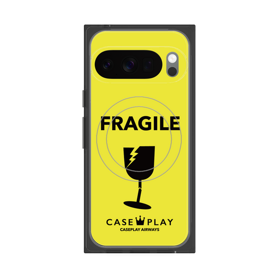 プレミアムスクエアケース with Pixelsnap［ FRAGILE - Yellow ］