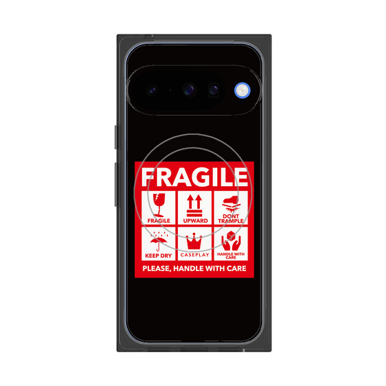 プレミアムスクエアケース with Pixelsnap［ FRAGILE Sticker - Black ］