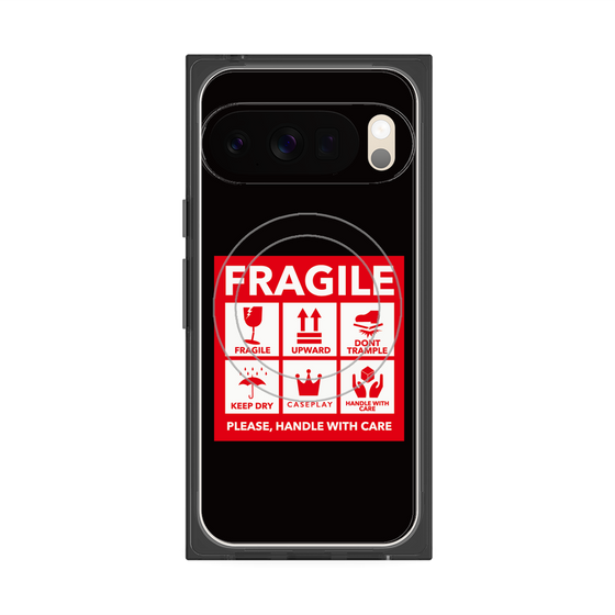 プレミアムスクエアケース with Pixelsnap［ FRAGILE Sticker - Black ］