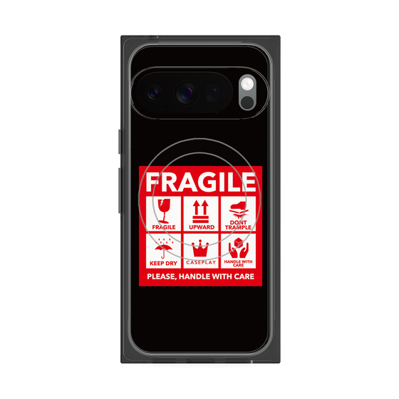 プレミアムスクエアケース with Pixelsnap［ FRAGILE Sticker - Black ］