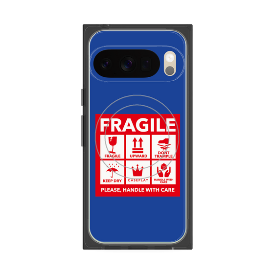 プレミアムスクエアケース with Pixelsnap［ FRAGILE Sticker - Blue ］