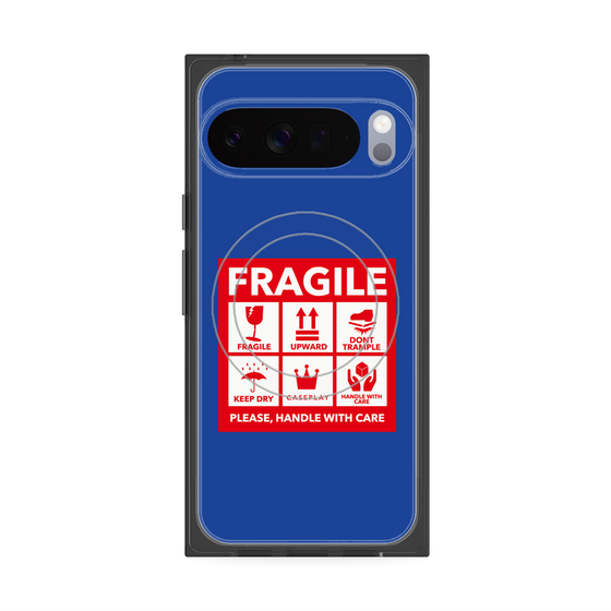 プレミアムスクエアケース with Pixelsnap［ FRAGILE Sticker - Blue ］