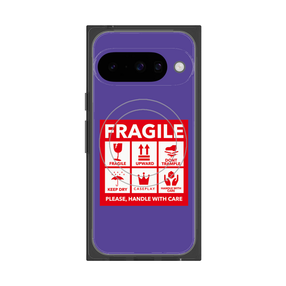 プレミアムスクエアケース with Pixelsnap［ FRAGILE Sticker - Purple ］