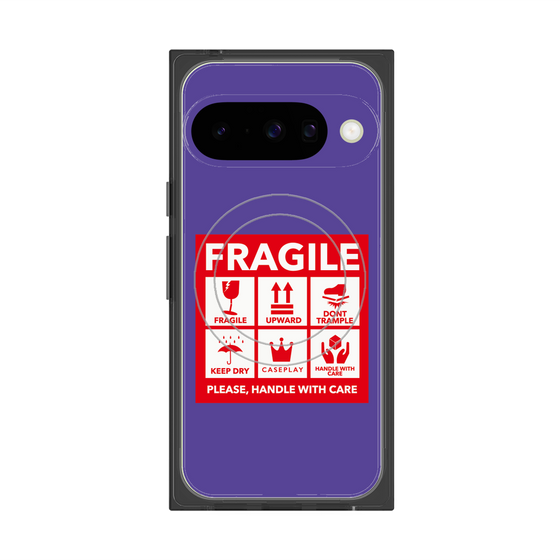 プレミアムスクエアケース with Pixelsnap［ FRAGILE Sticker - Purple ］