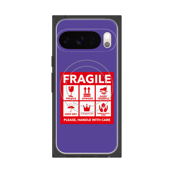 プレミアムスクエアケース with Pixelsnap［ FRAGILE Sticker - Purple ］