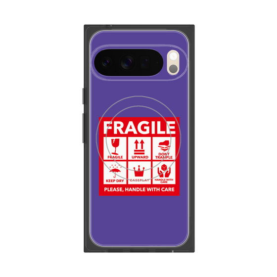 プレミアムスクエアケース with Pixelsnap［ FRAGILE Sticker - Purple ］