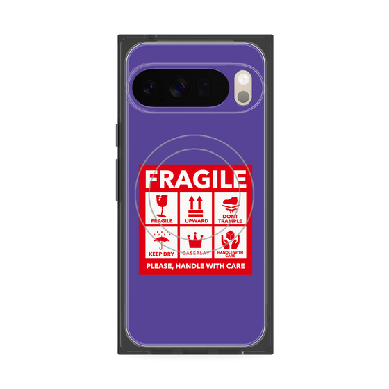 プレミアムスクエアケース with Pixelsnap［ FRAGILE Sticker - Purple ］