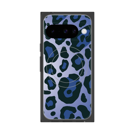 プレミアムスクエアケース with Pixelsnap［ Leopard - Blue ］