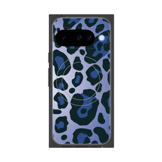 プレミアムスクエアケース with Pixelsnap［ Leopard - Blue ］