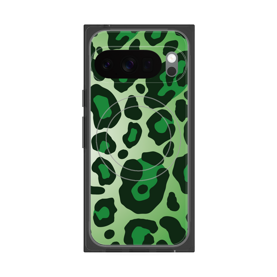 プレミアムスクエアケース with Pixelsnap［ Leopard - Green ］