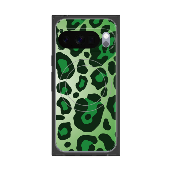 プレミアムスクエアケース with Pixelsnap［ Leopard - Green ］
