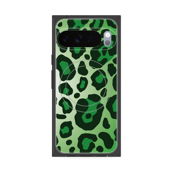 プレミアムスクエアケース with Pixelsnap［ Leopard - Green ］
