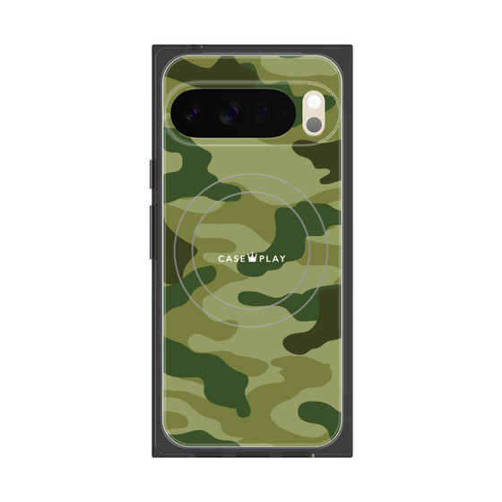 プレミアムスクエアケース with Pixelsnap［ Camouflage - Green ］