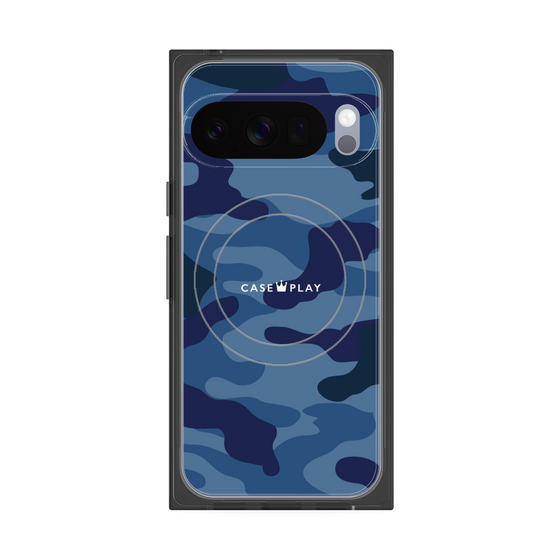 プレミアムスクエアケース with Pixelsnap［ Camouflage - Blue ］