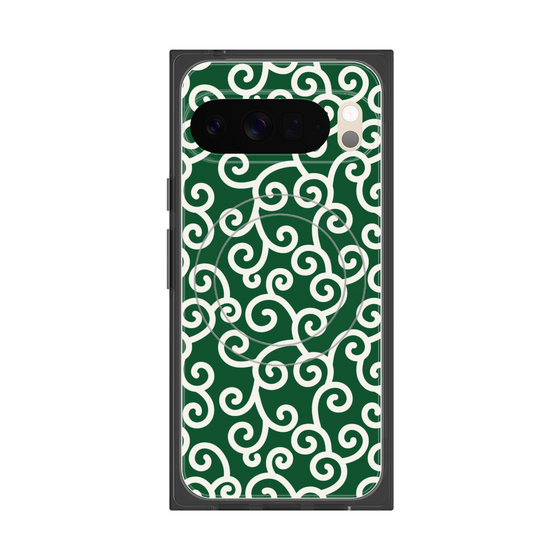 プレミアムスクエアケース with Pixelsnap［ 唐草模様 - Green ］