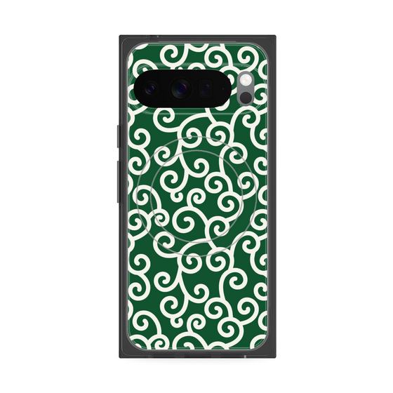 プレミアムスクエアケース with Pixelsnap［ 唐草模様 - Green ］