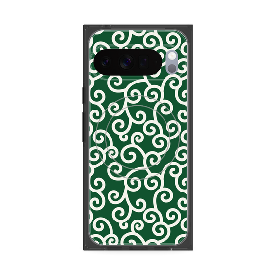 プレミアムスクエアケース with Pixelsnap［ 唐草模様 - Green ］