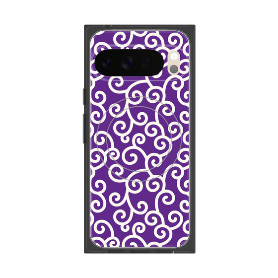 プレミアムスクエアケース with Pixelsnap［ 唐草模様 - Purple ］