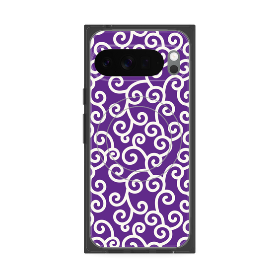 プレミアムスクエアケース with Pixelsnap［ 唐草模様 - Purple ］
