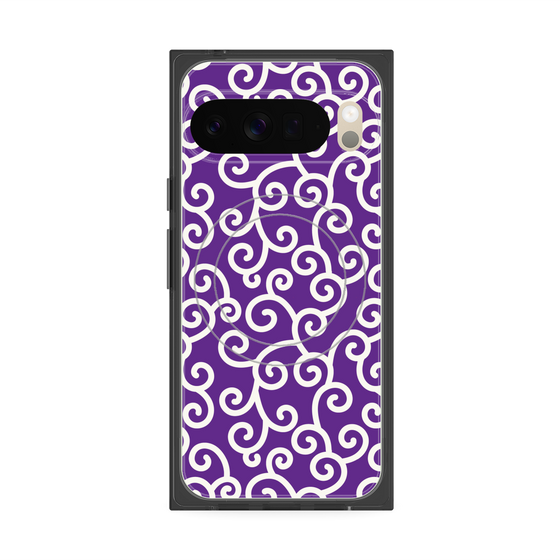 プレミアムスクエアケース with Pixelsnap［ 唐草模様 - Purple ］